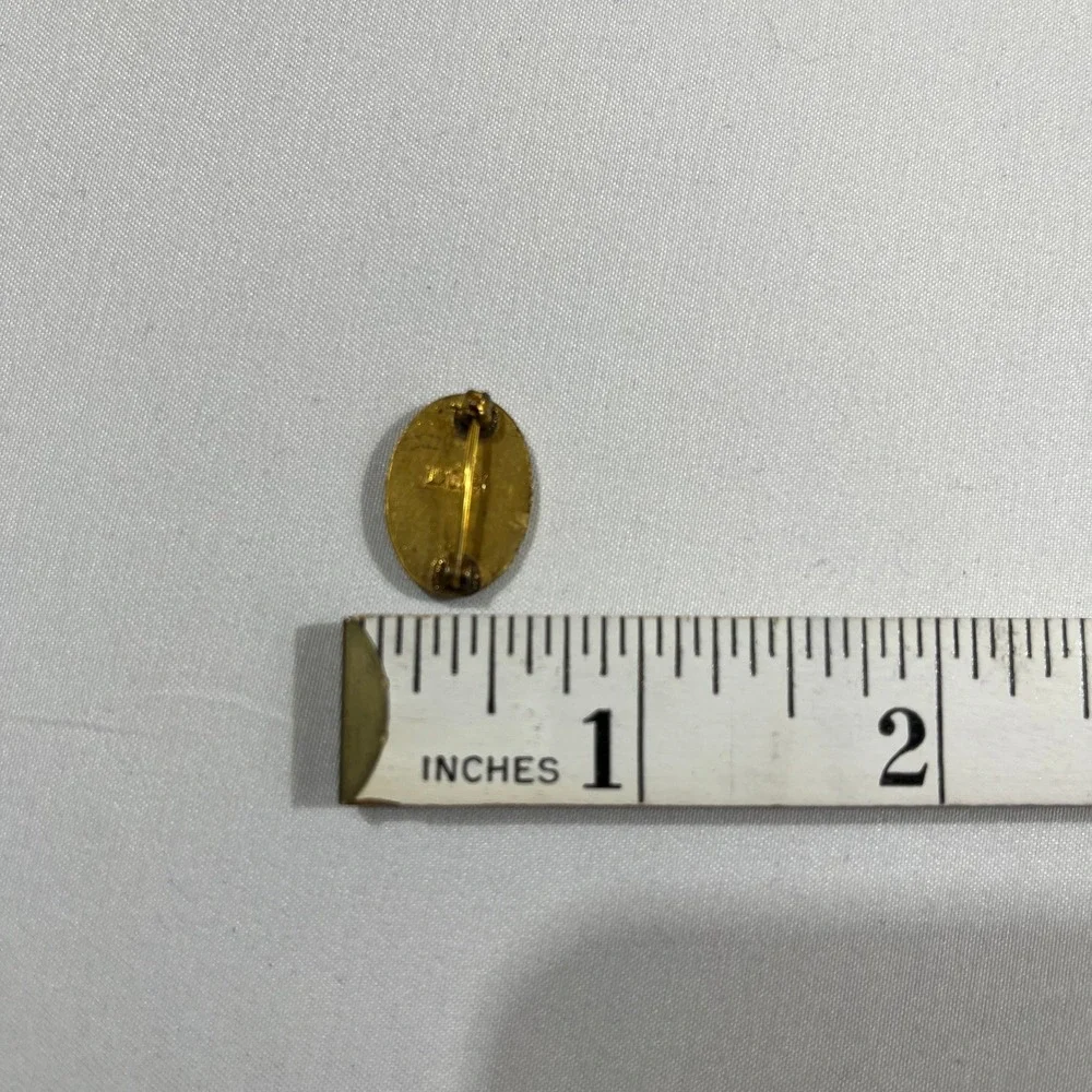American Cancer Society Five Year Award Pin Gold Red Vintage Enamel
